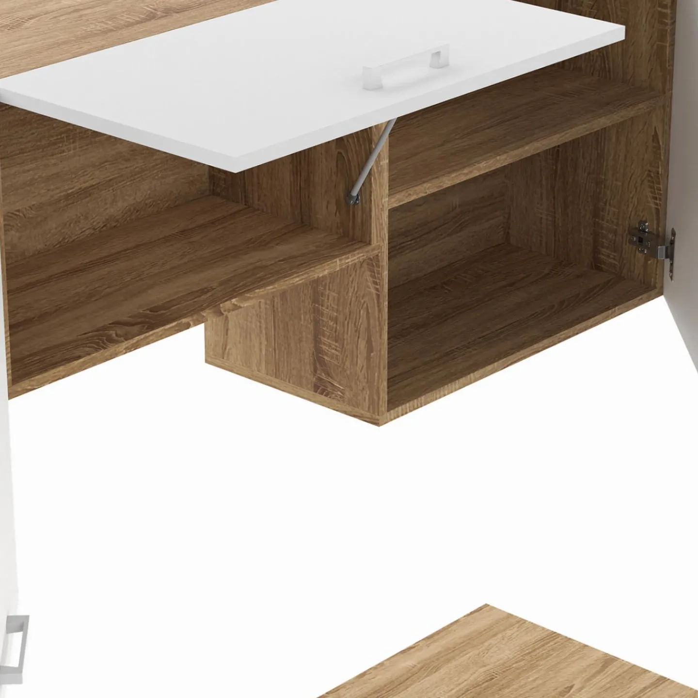Cuisine complète 240 cm avec plan de travail bois et blanc*IDMarket New