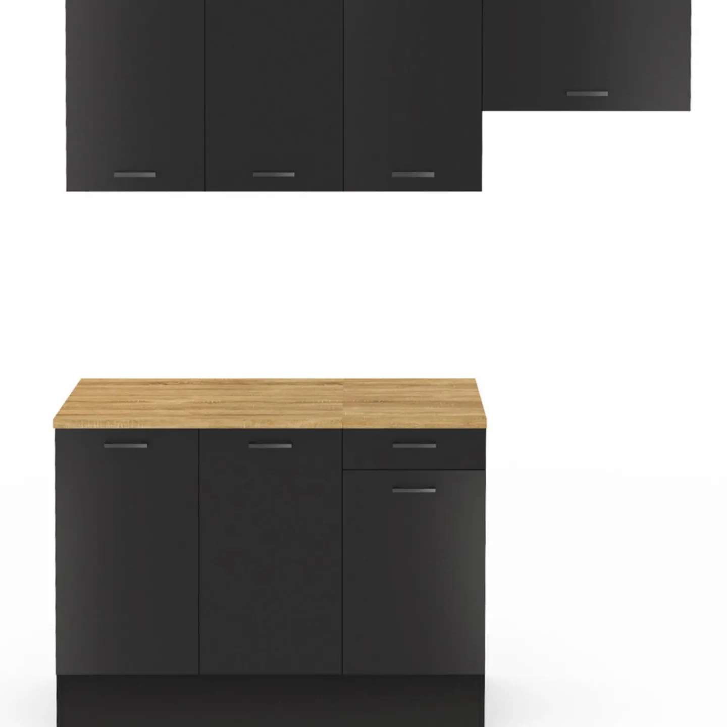 Cuisine complète 180 cm avec plan de travail bois et noir*IDMarket Best