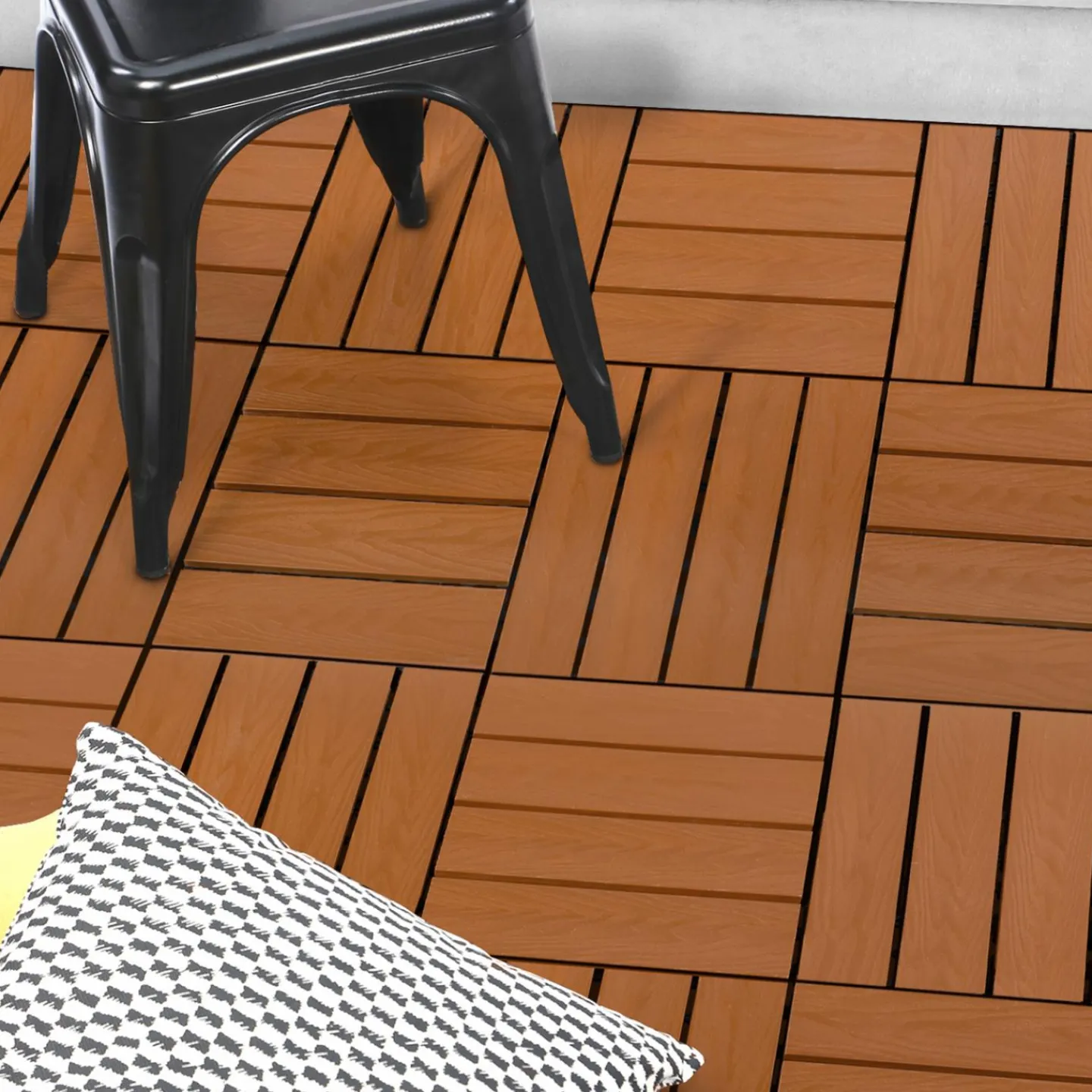 Dalles composite clipsables 30x30 CM imitation teck*IDMarket Clearance