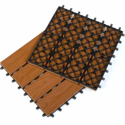 Dalles composite clipsables 30x30 CM imitation teck*IDMarket Clearance