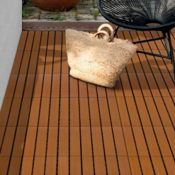 Dalles composite clipsables 30x30 CM imitation teck*IDMarket Clearance