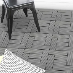 Dalles de terrasse mosaïques clipsables bois composite gris 30 x 30 cm*IDMarket