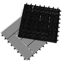 Dalles de terrasse mosaïques clipsables bois composite gris 30 x 30 cm*IDMarket