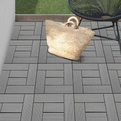 Dalles de terrasse mosaïques clipsables bois composite gris 30 x 30 cm*IDMarket