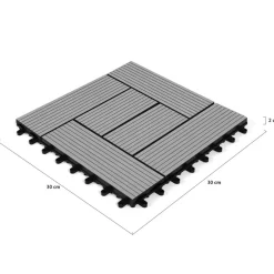 Dalles de terrasse mosaïques clipsables bois composite gris 30 x 30 cm*IDMarket