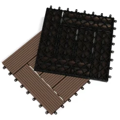 Dalles de terrasse mosaïques clipsables bois composite taupe 30 x 30 cm*IDMarket Clearance