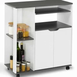 Desserte à roulettes blanche et grise 76 cm*IDMarket New