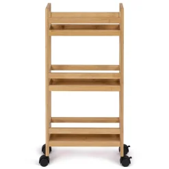 Desserte bambou sur roulettes 3 niveaux*IDMarket New