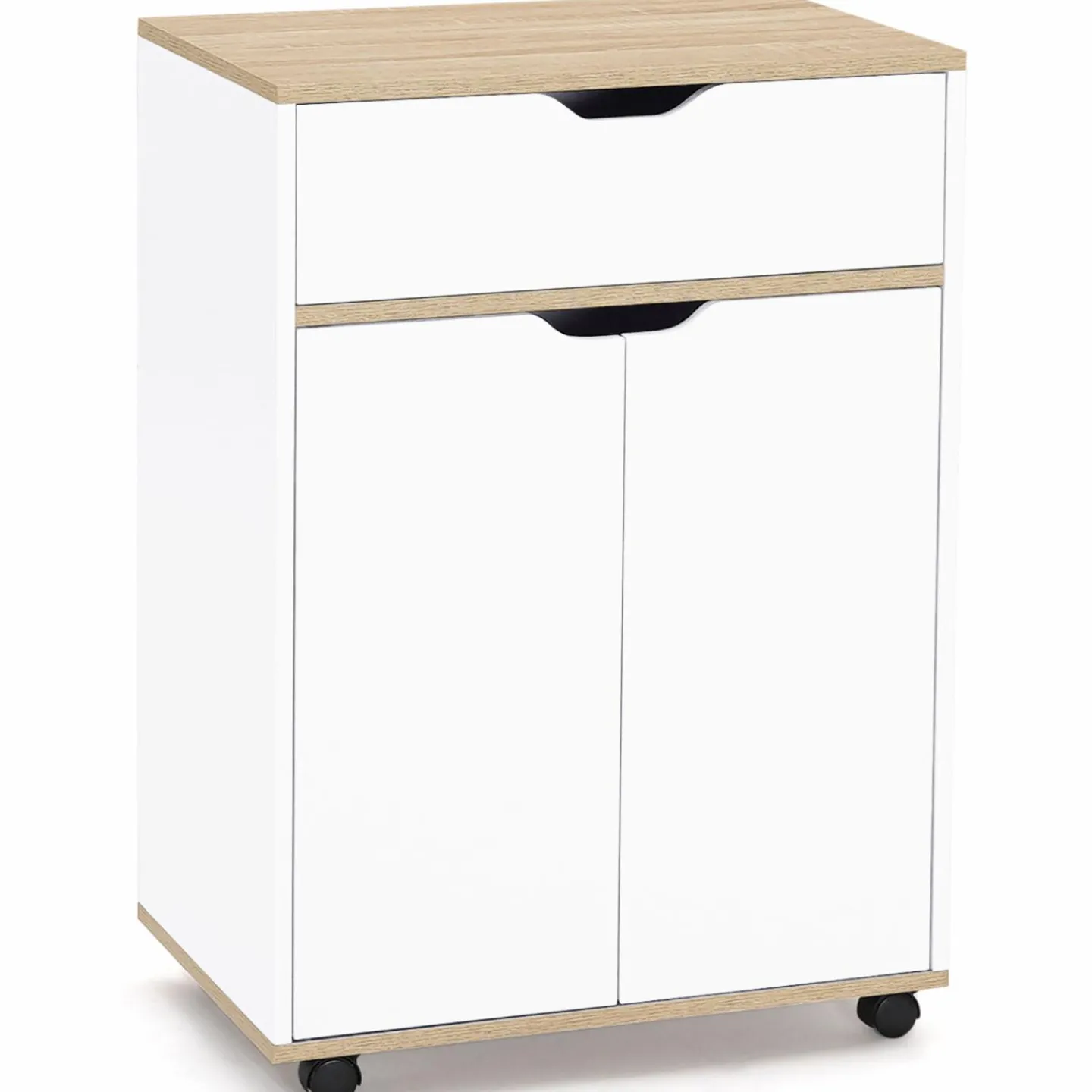 Desserte de cuisine bois blanc avec 1 grand placard + 1 tiroir*IDMarket Outlet