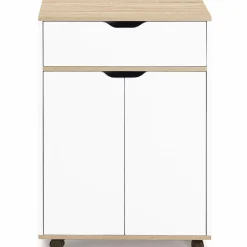 Desserte de cuisine bois blanc avec 1 grand placard + 1 tiroir*IDMarket Outlet