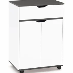 Desserte de cuisine bois blanc et plateaux gris*IDMarket