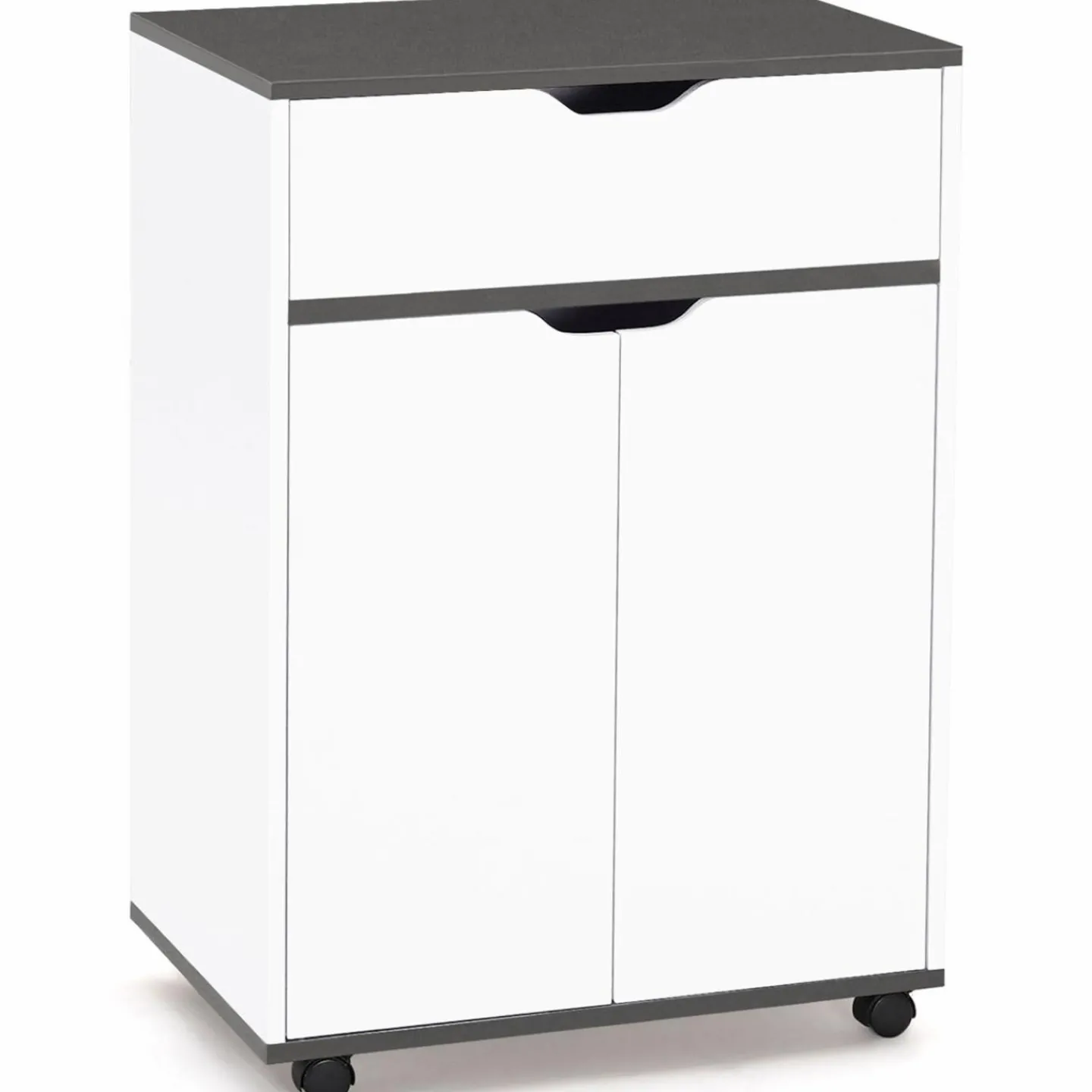 Desserte de cuisine bois blanc et plateaux gris*IDMarket