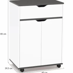 Desserte de cuisine bois blanc et plateaux gris*IDMarket