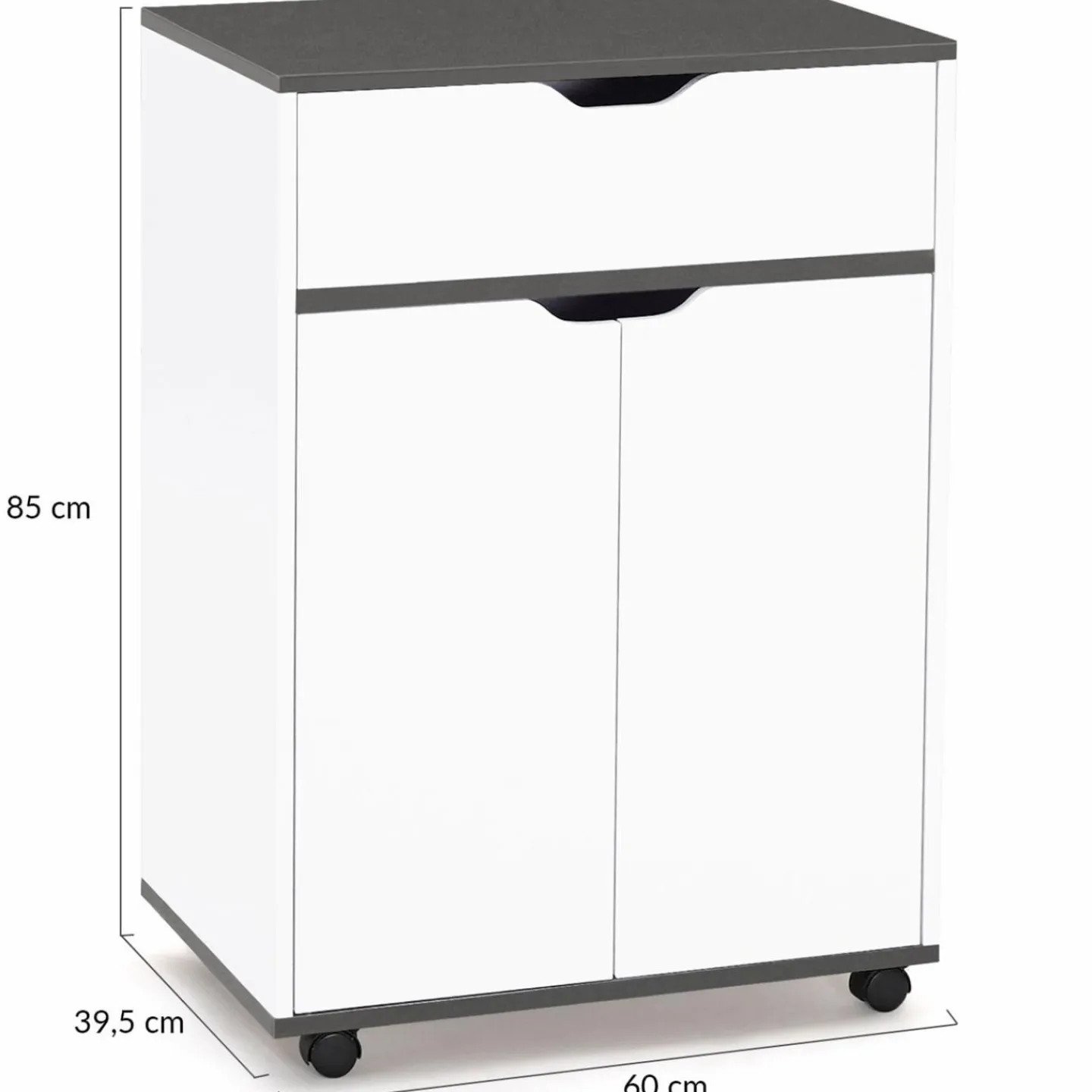 Desserte de cuisine bois blanc et plateaux gris*IDMarket