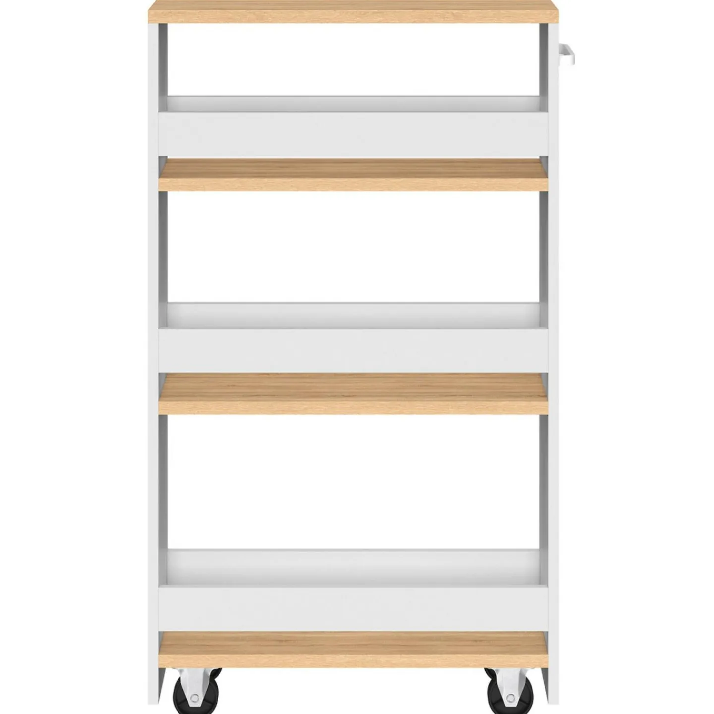 Desserte de cuisine gain de place blanc et façon hêtre*IDMarket New