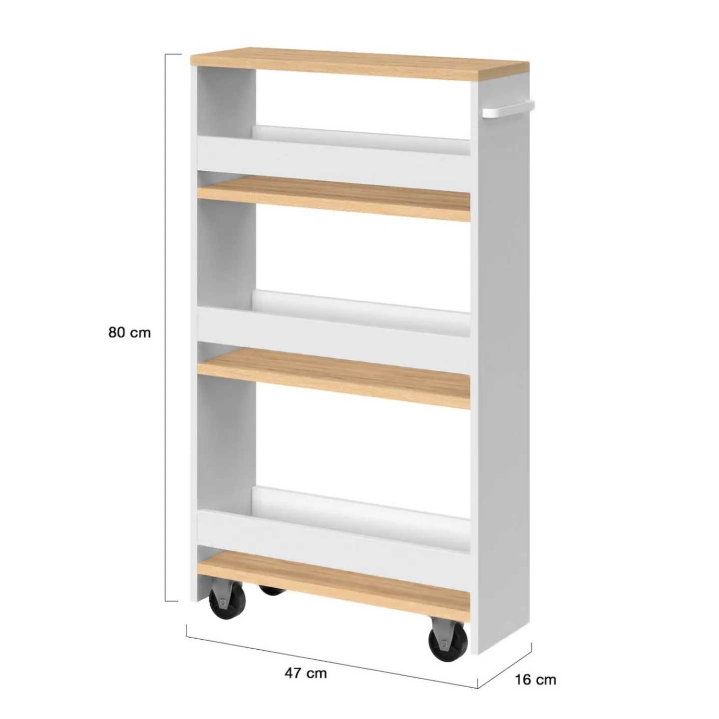 Desserte de cuisine gain de place blanc et façon hêtre*IDMarket New