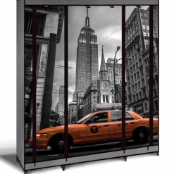 Dressing armoire en tissu imprimé New York*IDMarket Online
