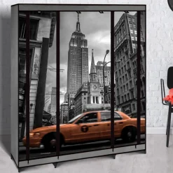 Dressing armoire en tissu imprimé New York*IDMarket Online