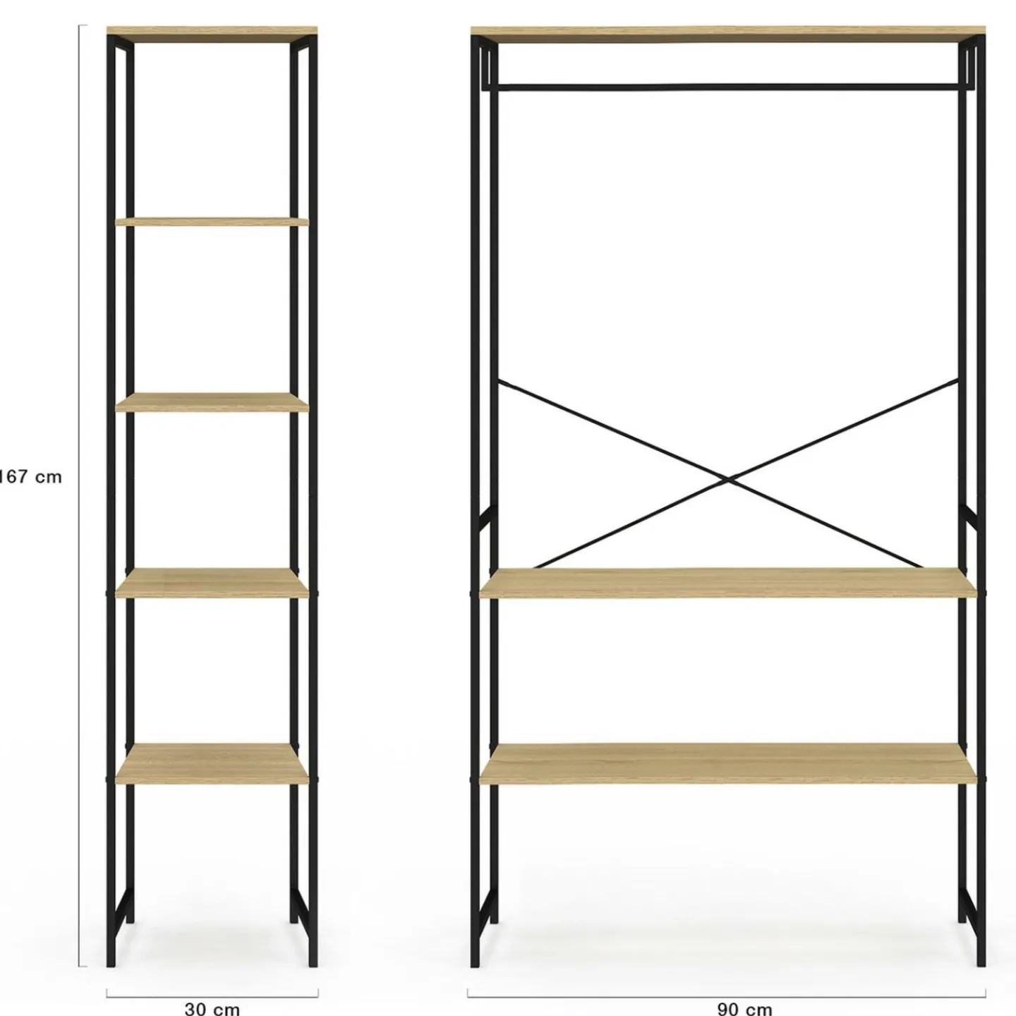 Dressing d'angle double penderie design industriel 123 cm*IDMarket Hot