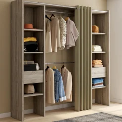 Dressing double extensible en bois 120/180 x 180 cm*IDMarket New