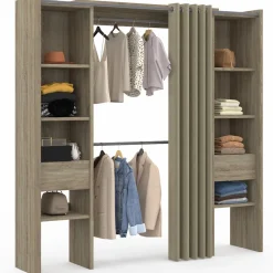 Dressing double extensible en bois 120/180 x 180 cm*IDMarket New