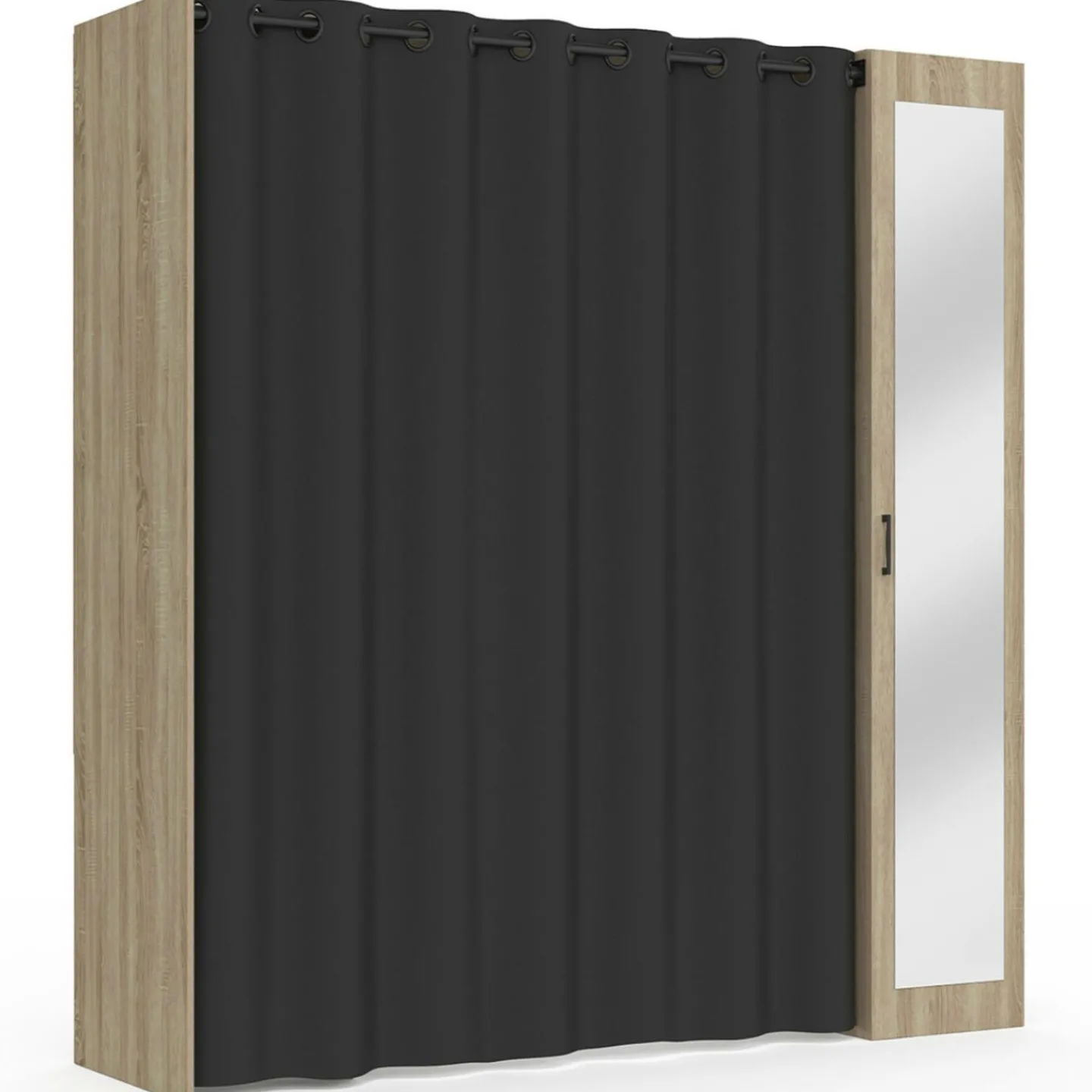 Dressing extensible avec double penderie et rideau noir*IDMarket Best