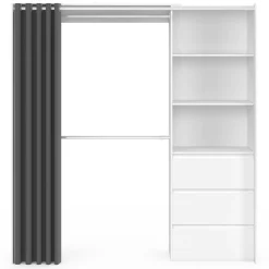 Dressing extensible de 120/170 x 50 x 180 cm blanc avec 3 tiroirs, des étagères et 2 penderies*IDMarket Discount