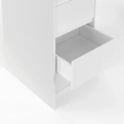 Dressing extensible double blanc 120/180 cm 6 tiroirs + étagères + double penderie + rideau gris*IDMarket Best