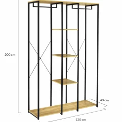 Dressing industriel 120 cm métal noir et bois*IDMarket Clearance