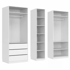 Dressing modulable blanc avec 2 penderies, 10 étagères et 3 tiroirs*IDMarket Discount