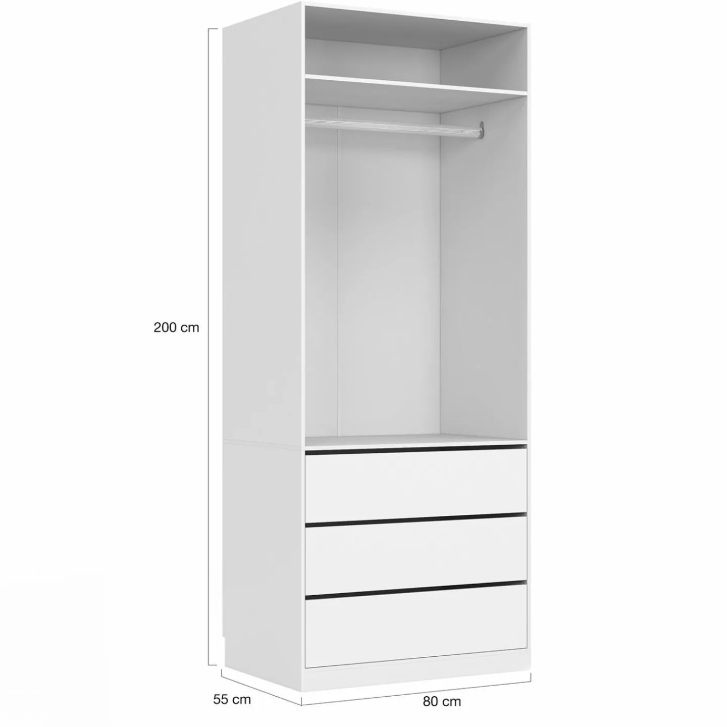 Dressing modulable blanc avec 2 penderies, 10 étagères et 3 tiroirs*IDMarket Discount