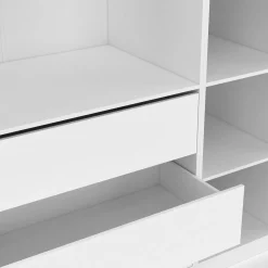 Dressing modulable blanc avec 2 penderies, 10 étagères et 3 tiroirs*IDMarket Discount