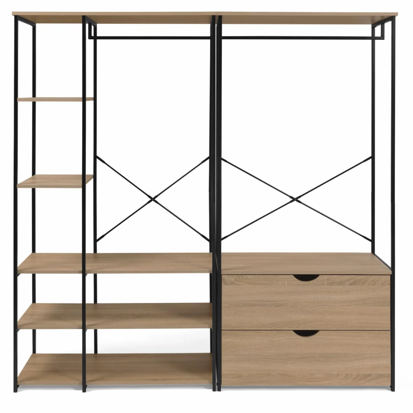 Dressing modulable industriel double penderie 2 tiroirs*IDMarket New