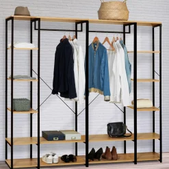 Dressing ouvert industriel 167 cm double penderie*IDMarket