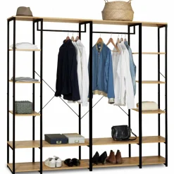 Dressing ouvert industriel 167 cm double penderie*IDMarket