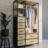 Dressing penderie + colonne avec 1 étagère et 7 bacs en tissu bois et noir L. 90 cm*IDMarket Discount