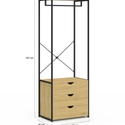 Dressing penderie 3 tiroirs L.60 cm design industriel*IDMarket