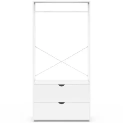 Dressing penderie 2 tiroirs bois blanc et métal blanc L. 80 cm*IDMarket