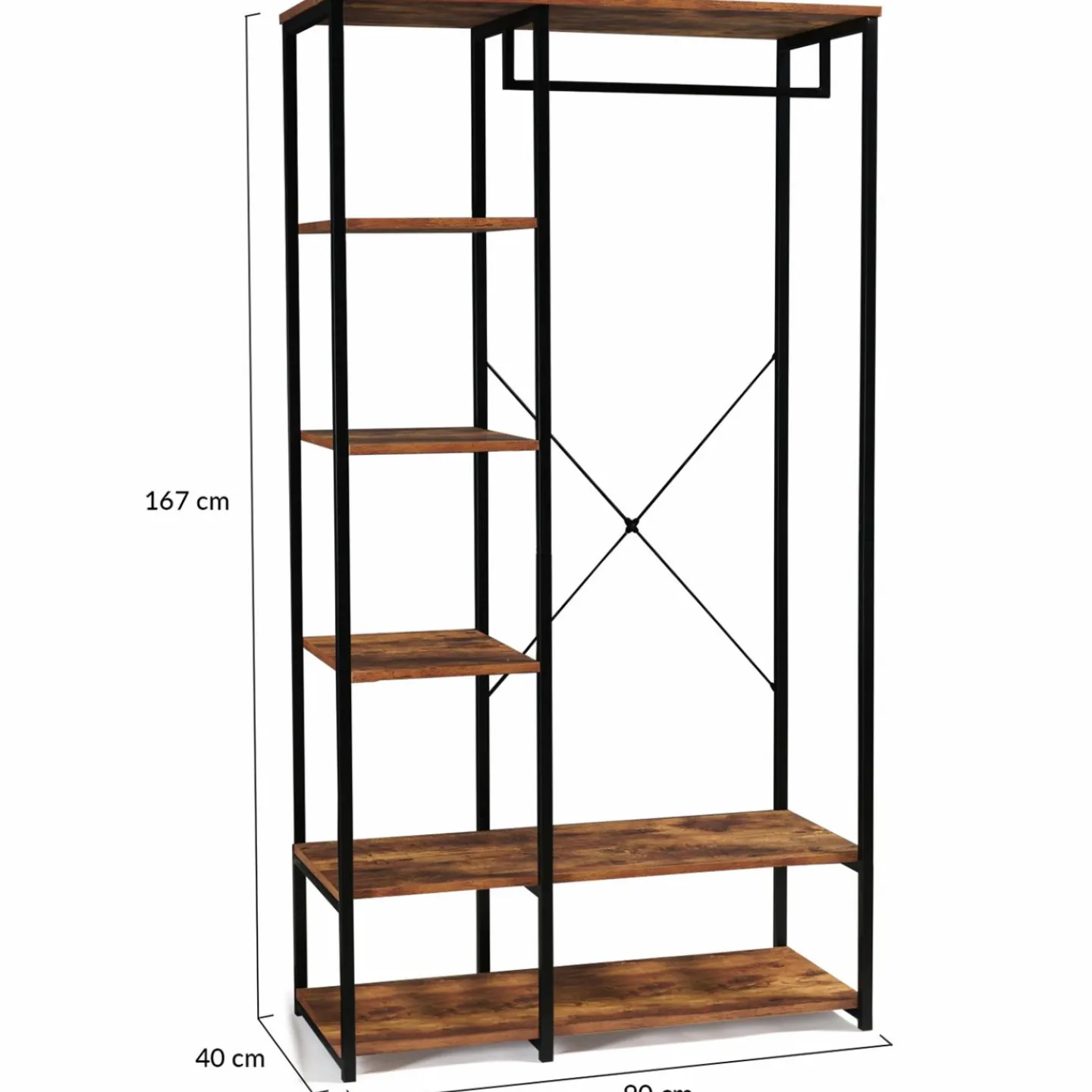 Dressing penderie avec étagères style industriel*IDMarket Clearance