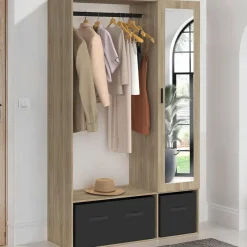 Dressing penderie avec étagères et rangements noirs*IDMarket Clearance