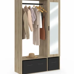 Dressing penderie avec étagères et rangements noirs*IDMarket Clearance