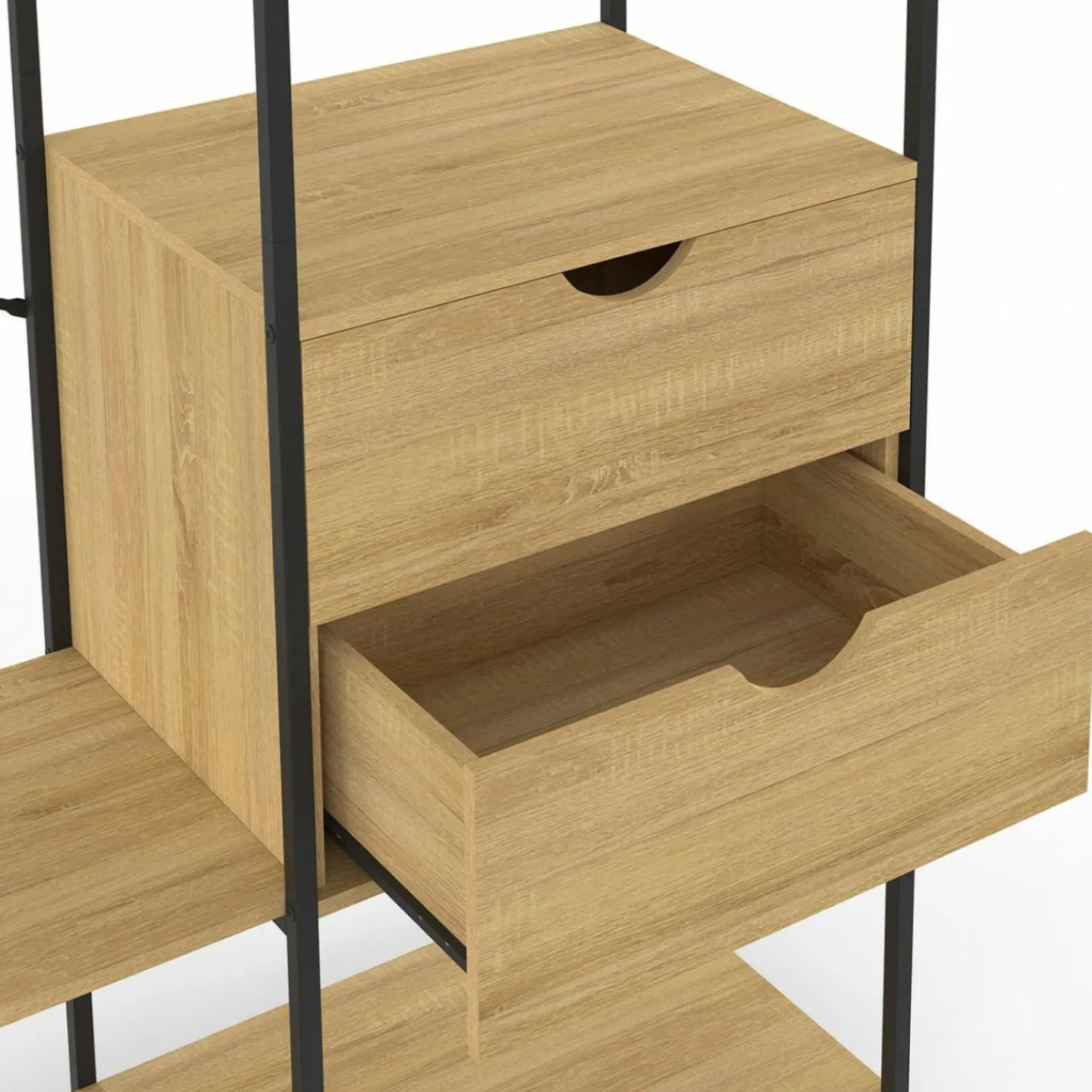 Dressing penderie avec étagères et 2 tiroirs L. 130 cm design industriel*IDMarket New