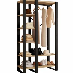 Dressing penderie avec étagère noir et bois 90 cm*IDMarket Best