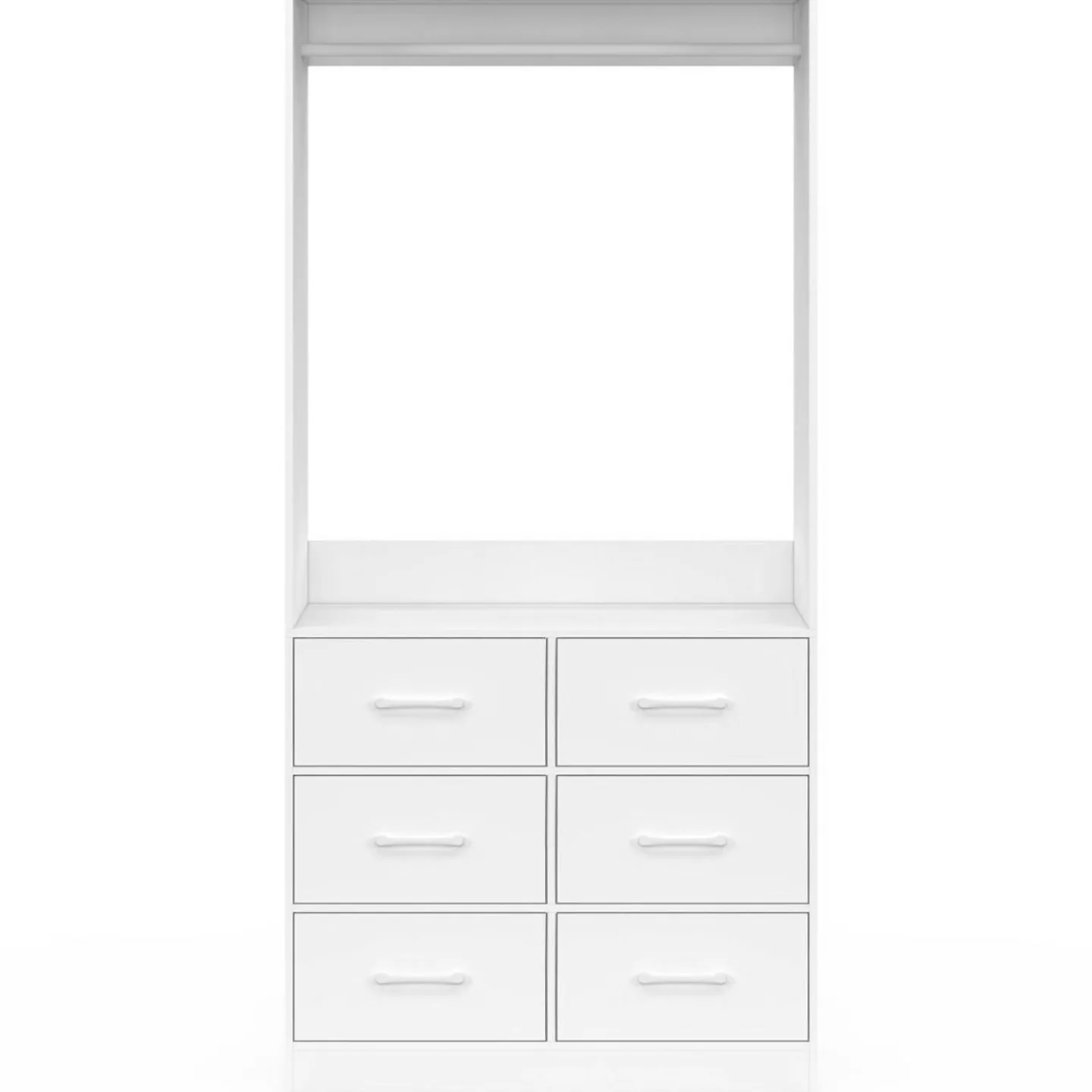 Dressing penderie L. 80 cm avec 6 tiroirs bois et tissu blanc*IDMarket Online