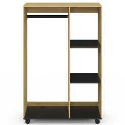 Dressing penderie RACHEL 80 x 40 x 120 cm à roulettes hêtre et noir*IDMarket New