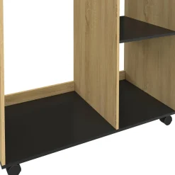Dressing penderie RACHEL 80 x 40 x 120 cm à roulettes hêtre et noir*IDMarket New