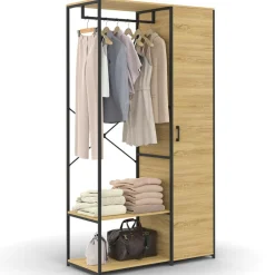Dressing penderie étagères avec porte L. 90 cm design industriel*IDMarket Discount