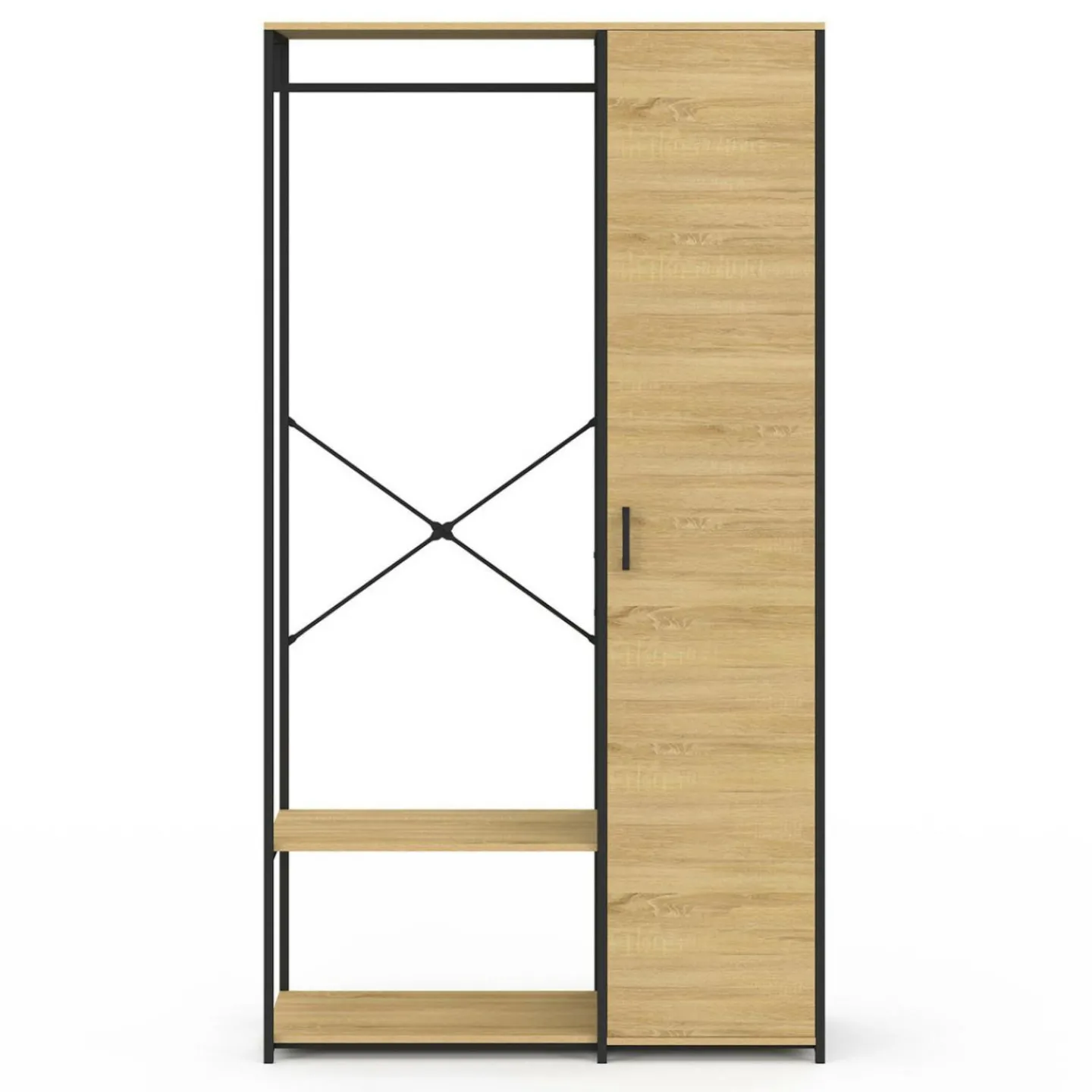 Dressing penderie étagères avec porte L. 90 cm design industriel*IDMarket Discount