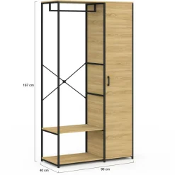 Dressing penderie étagères avec porte L. 90 cm design industriel*IDMarket Discount