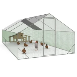 Enclos poulailler 18 m2 parc grillagé 6x3m acier galvanisé*IDMarket Online